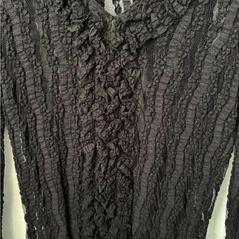 Karen Kane Lifestyle Black Lace Long Sleeve Top - Picture 6 of 6
